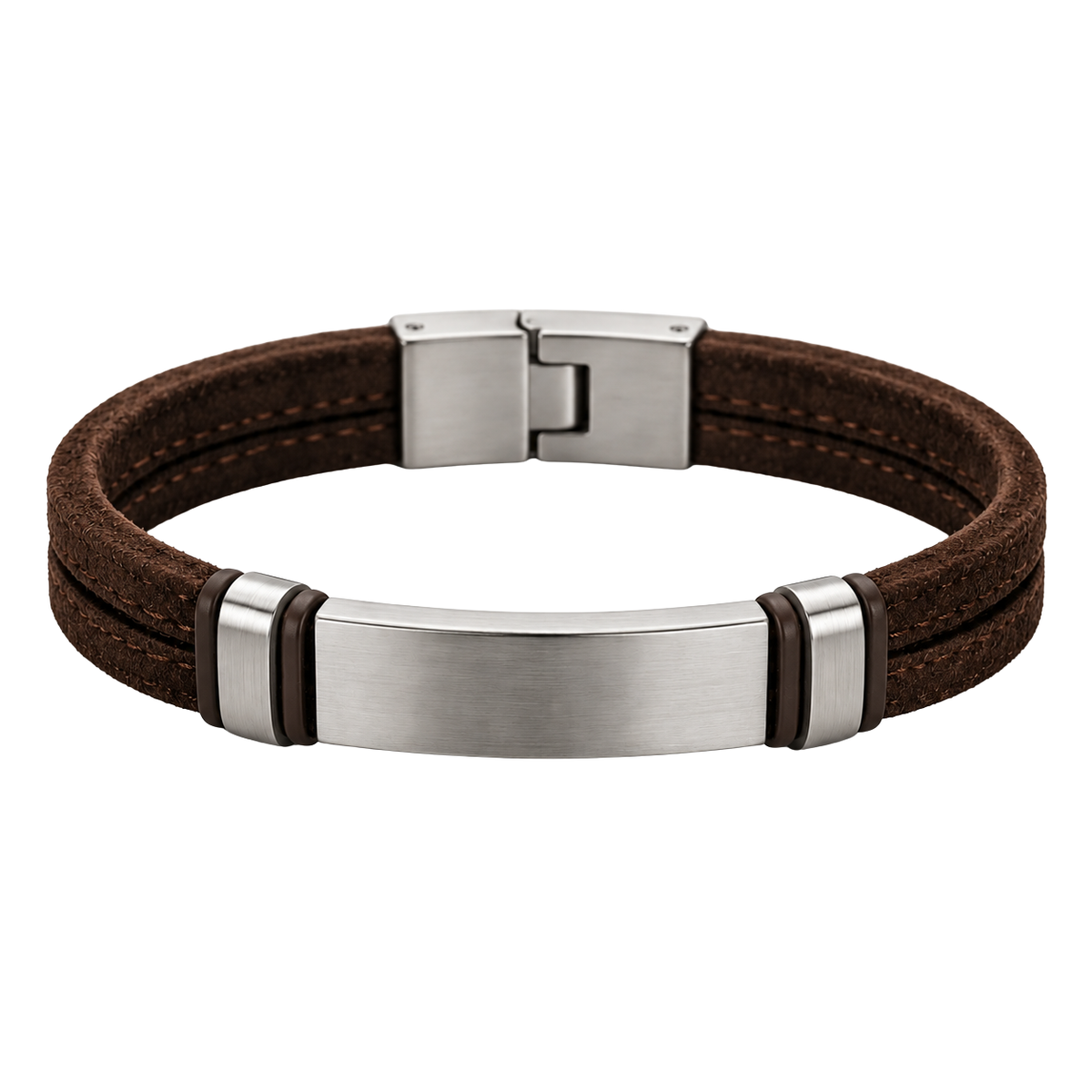 Brown Suede & Brushed Stainless Steel Bracelet | Ukerbourne